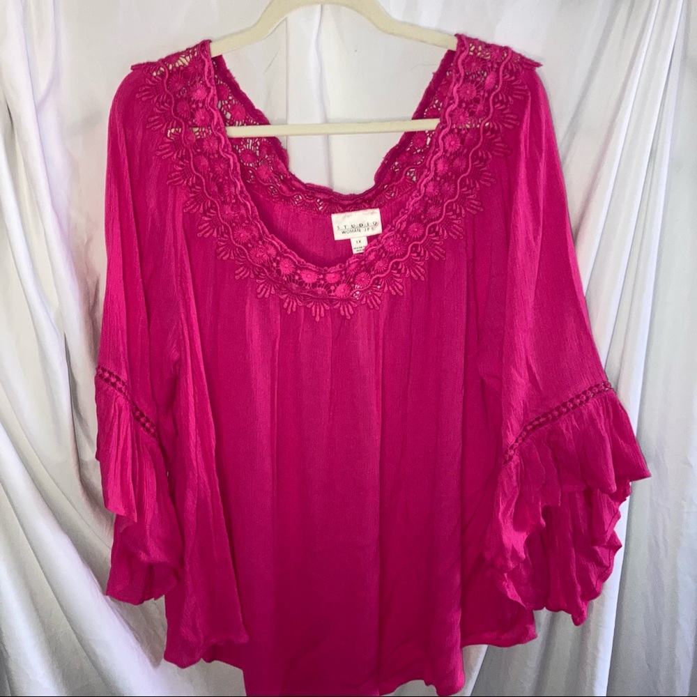NWT - Off Shoulder Blouse - Fuschia